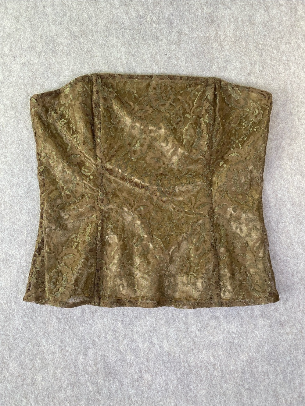 NWT Express Gold Lace Strapless Bustier Top Size Large